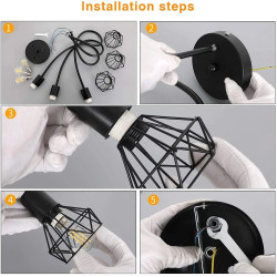 Modern Chandelier with 3 LED Heads in Black for Home Decor