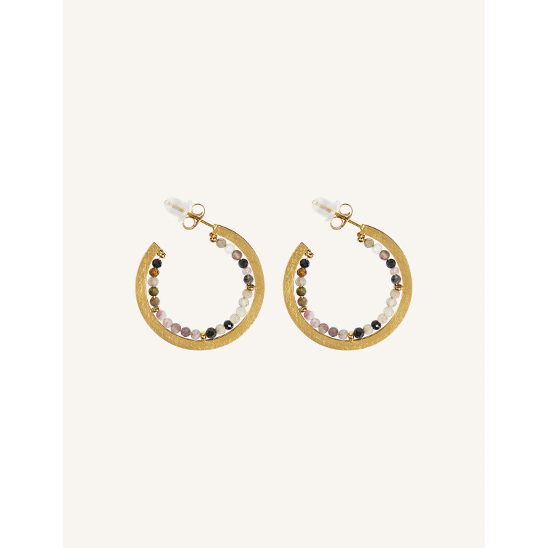 Cucocuca YXQ E299 Fine Hoop Earrings with Natural Stone