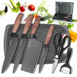 Set de 6 Couteaux de Chef en Acier Inoxydable avec Lame Anti-adhésive