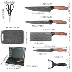 Set de 6 Couteaux de Chef en Acier Inoxydable avec Lame Anti-adhésive