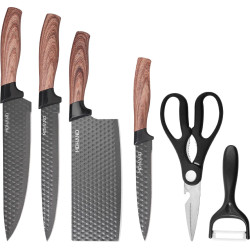 Set of 6 Chef Knives with Anti-Stick Stainless Steel Blades