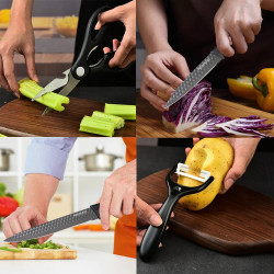 Set of 6 Chef Knives with Anti-Stick Stainless Steel Blades