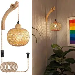 Rustikaler Rückenstil Bambus E27 LED-Wandlampe für Zuhause