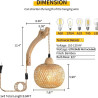 Rustique casale retrò tessuto de bambou E27 lampe murale LED ronde…