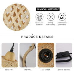 Rustikaler Rückenstil Bambus E27 LED-Wandlampe für Zuhause
