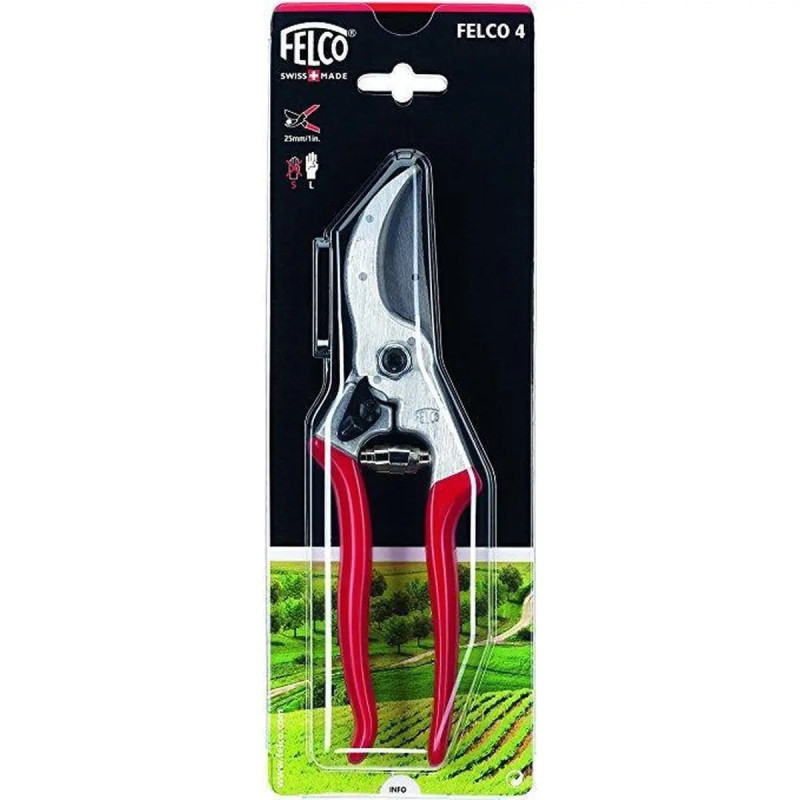 FELCO Model 4 Pruning Scissors: 4mm Blade, Red Handle