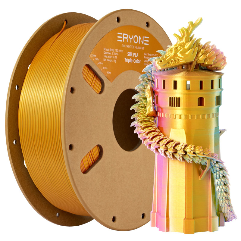 ERYONE Tricolor Silk Filament 1.75MM with Printing Service -…