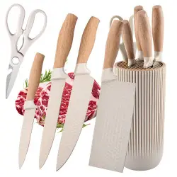 Set of 6 Stainless Steel Kitchen Knives with Universal Basket