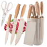 Set de 6 cuchillos de cocina de acero inoxidable con cesta universal