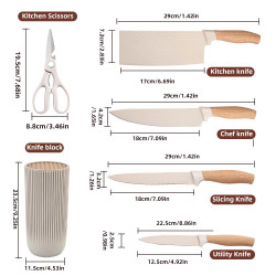 Set de 6 cuchillos de cocina de acero inoxidable con cesta universal
