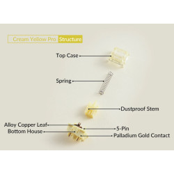 Switch Akko Cream Yellow V3 Pro Pré-lubrifiés, 5 Broches, Swap…