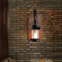 Industrial Style Retro Wall Light in Solid Wood, Single Head…