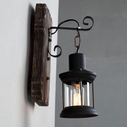 Lampara de pared industrial retró de madera maciza con sola cabeza…