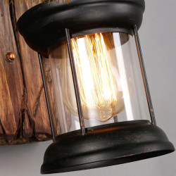 Industrial Style Retro Wall Light in Solid Wood, Single Head…