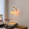 Modern Woven Rattan Wall Sconce with Wood Body and Beige Shutter
