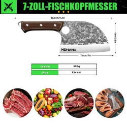 Forged Hand-Made Butcher Knife for Deboning Pigs, Cows and Sheep…