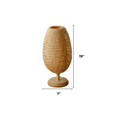 Joyinled Decorative Vintage Table Lamp with Rustic Wood Base, Night…