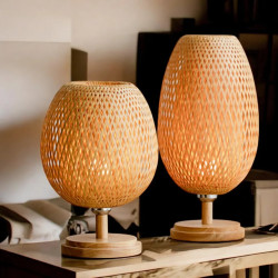 Joyinled Decorative Vintage Table Lamp with Rustic Wood Base, Night…