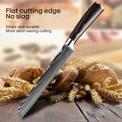 Brotmesser aus Küche mit Laser-Damast-Stahl-Segel-Klinge, 8 Zoll…